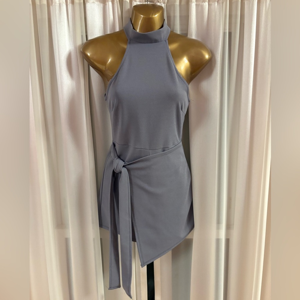 Elegant Gray Halter Romper